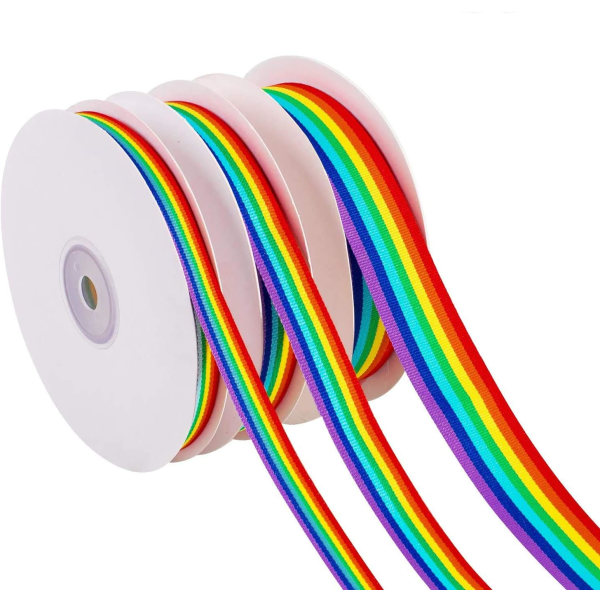 3-delt sett med stripete regnbuebånd, flerfarget dobbeltsidig