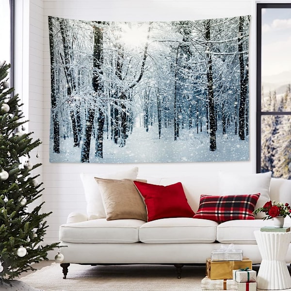 1 stk 150 x 130 cm (Skog under snøen) Veggteppe Romdekor