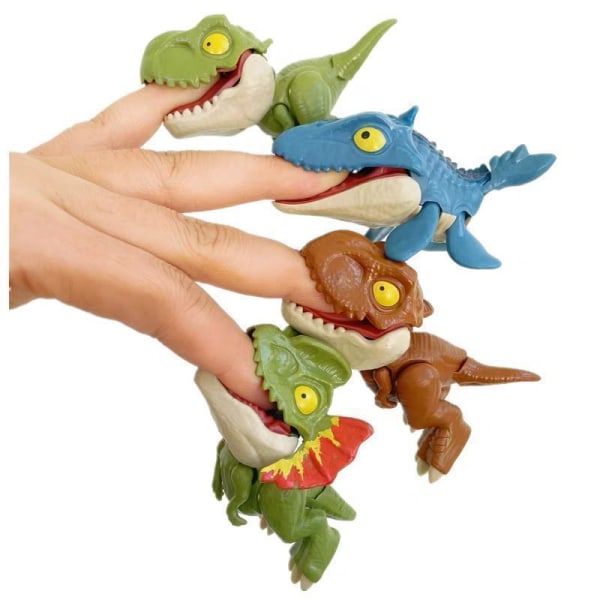 4 stk Fingerbitt Tyrannosaurus Rex Dinosaur Leke Hand Novelty Toy