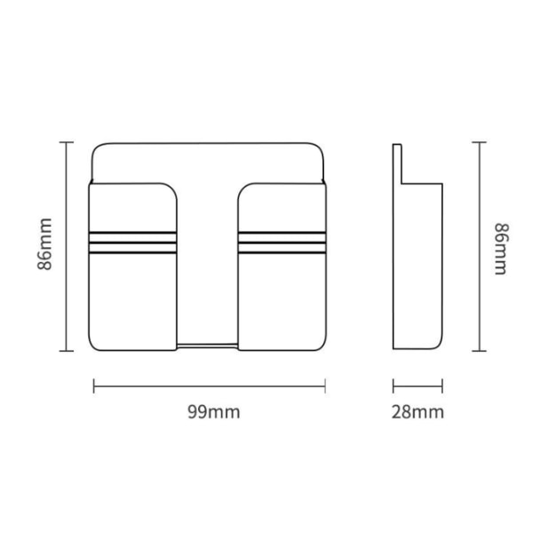 99*28*86mm, (grå) 4stk Veggmontert Paste-type Oppbevaringsholder Mu