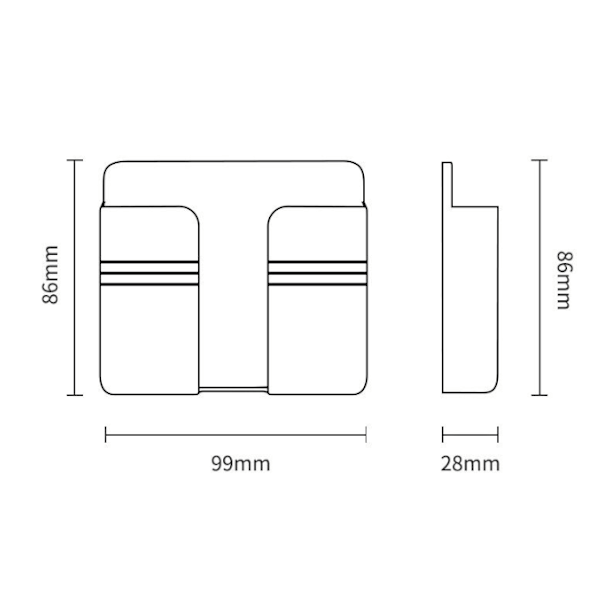 99*28*86mm, (Musta) 4 kpl Kotitalous Seinälle Asennettava Säilytyskeppi Cel