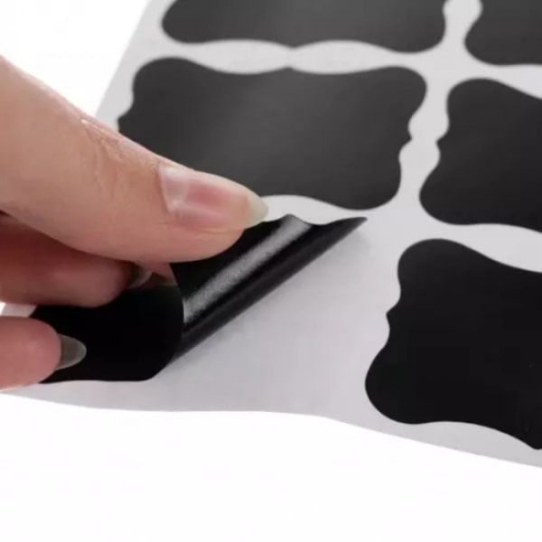 Pakke med 24 selvklebende etiketter med penn - Tissue Black