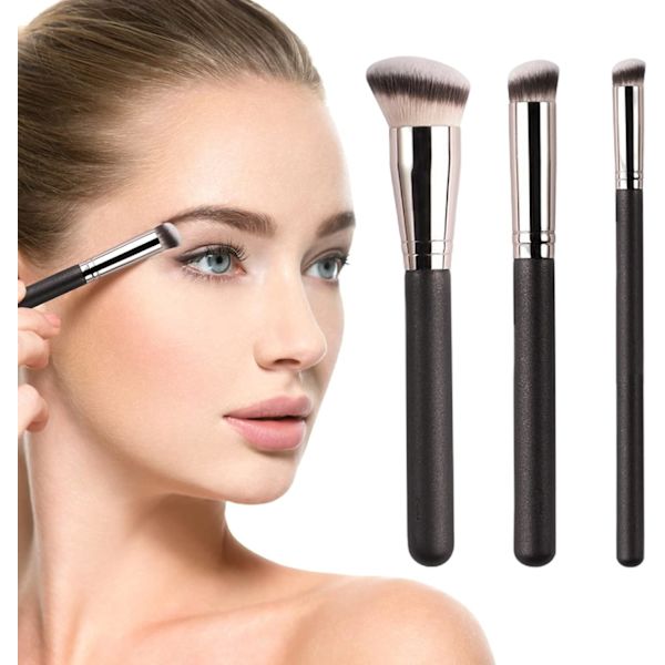 Øjenconcealerbørste, foundationbørste, 3 stk. makeupbørster, C
