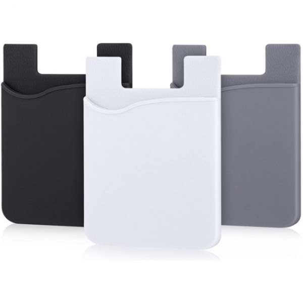 3 pcs silicone card holder/wallet universal black white gray 8.5*