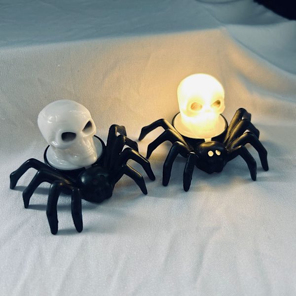 2 kpl Halloween-lyhty, hämähäkin selkä kallopäälamppu, ympäristöystävällinen
