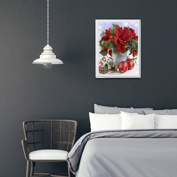 30 × 40 cm diamantmaleri, DIY 5D juleblomst Diamo