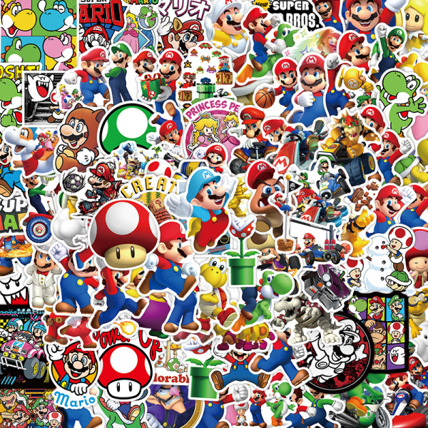 100 klistremerker klistremerker - Super Mario - Tegneserie - Nintendo multicol