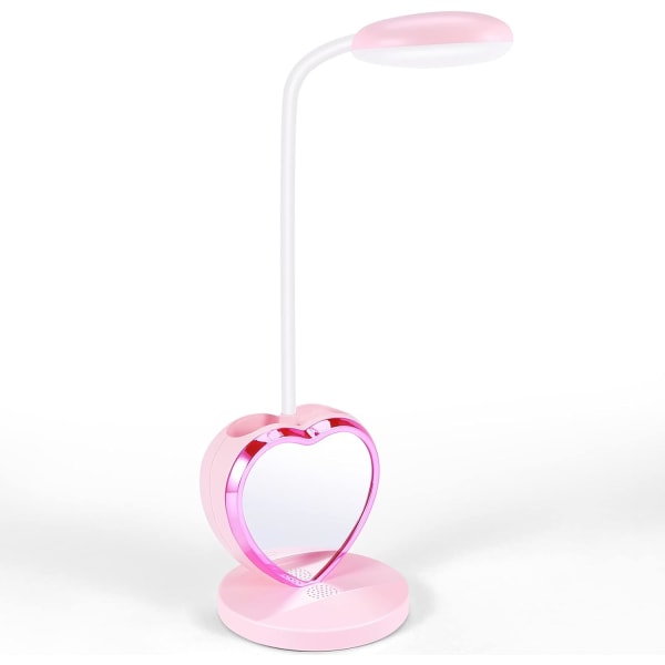 En LED-skrivbordslampa för flickor, dimbar rosa laddningsbar en LED D