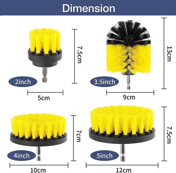(Gul) 4 stk. Drill Cleaning Brush, Brush for Drill Car Tile(Borr ingår ej)