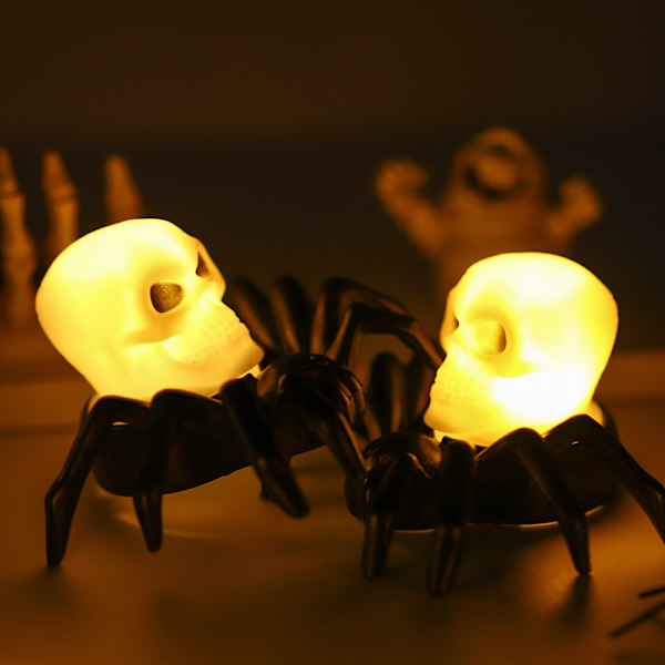 2 kpl Halloween-lyhty, hämähäkin selkä kallopäälamppu, ympäristöystävällinen