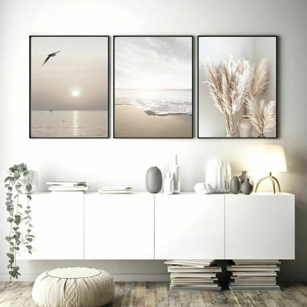 Set med 3 snygga väggaffischer för vardagsrum, dekorativ bild