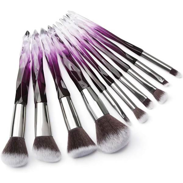 10 stk. Makeupbørste sæt med klar Kabuki krystal håndtag til Found