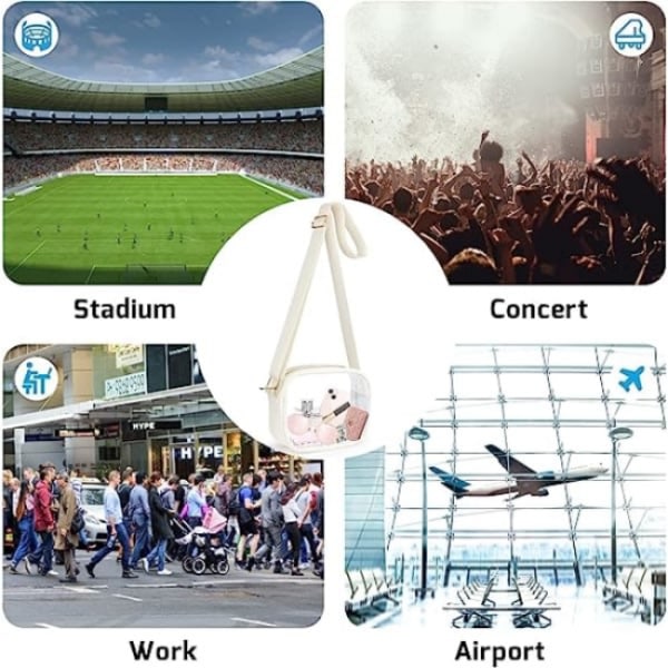 Läpinäkyvä crossbody-laukku, stadionille hyväksytty läpinäkyvä käsilaukku
