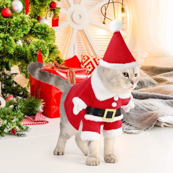Jul husdjurskläder söt tomten katt hundkläder jul