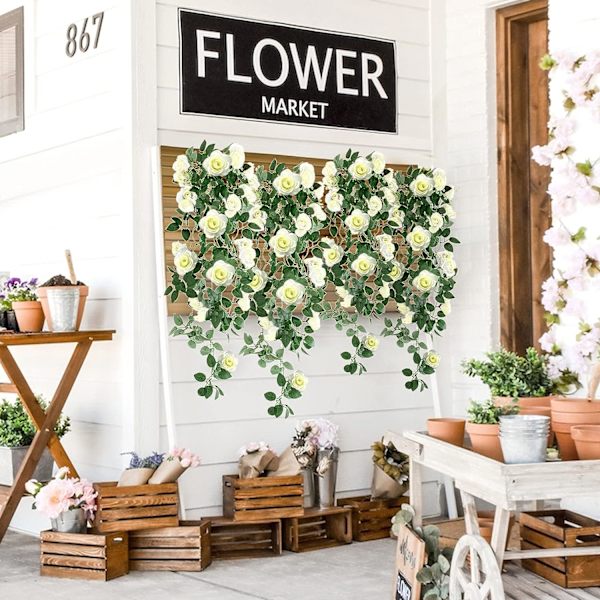 Hvid kunstig blomsterbuket kunstig plante udendørs indendørs,