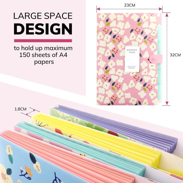 Rosa 5-fickor Expanderbar Expanderbar Mapp, Expanderbar Mappmapp A4