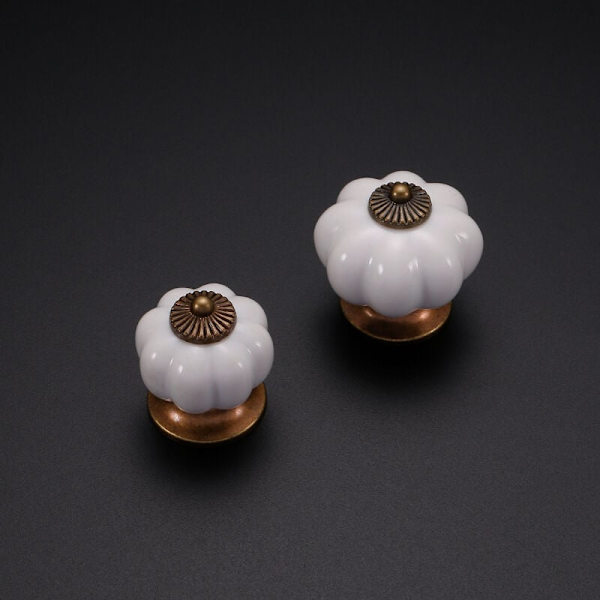 5 x Møbelgreb Knager Ø 23 mm Hvid Patineret Sockel Skuffe