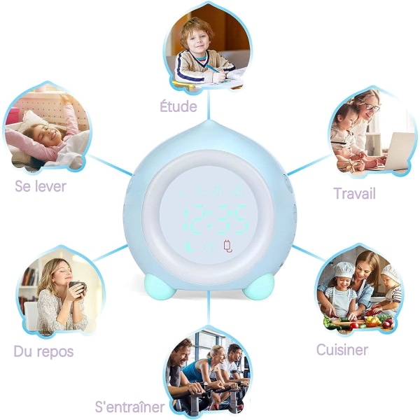 Barnealarmklokke Lys LED Digitalt Nattlys Smart USB M