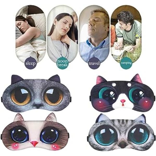 Paket med 1 sovmask, djur sovmask mjuk och fluffig ögonmask