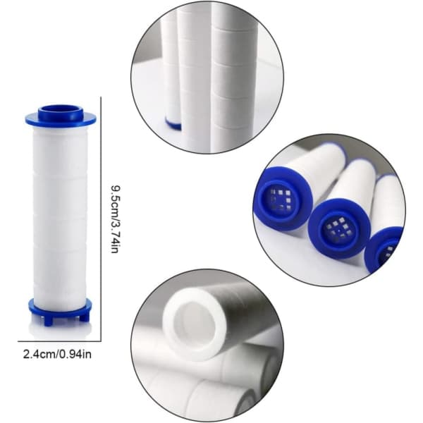9,5 cm 8-pak Pp bomuldsfilter, Turbo brusehoved Fil