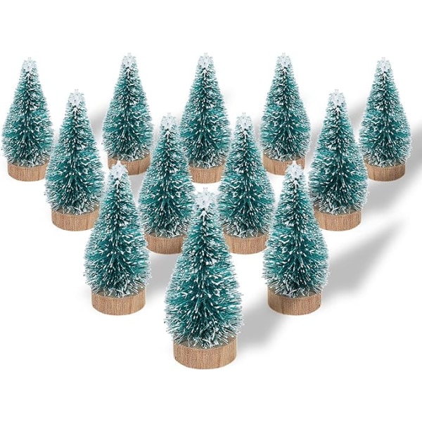 12-pakke med miniatyrjuletrær, juledekorasjoner for kunstprosjekter