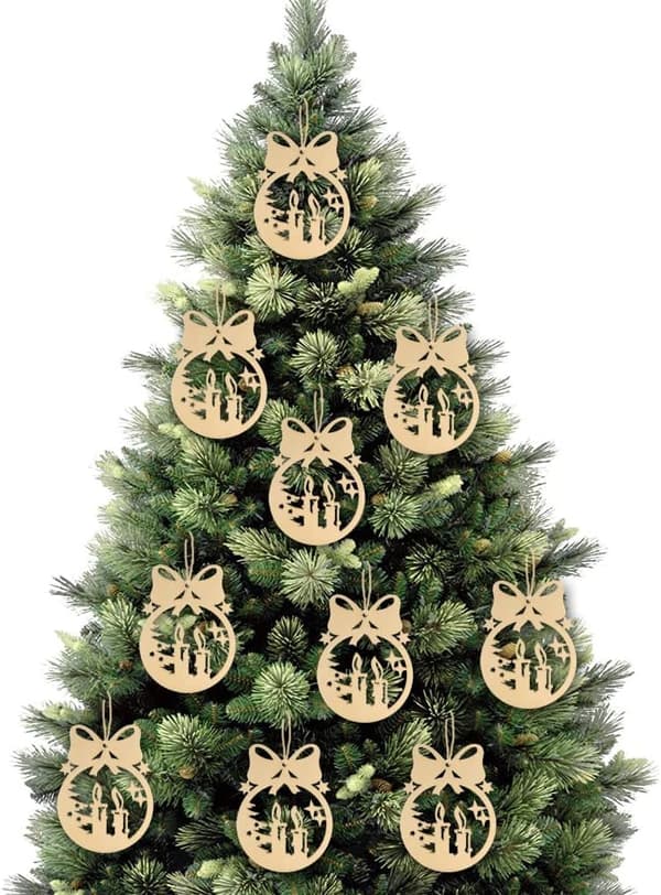 Træ juletræspynt, 40 stk. træ juletræspynt