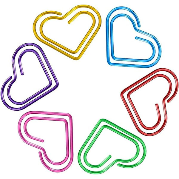 50 stk. Papirclips, Metal Papirclips, Hjerteformet Papirclip