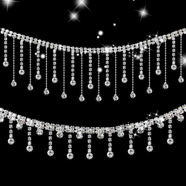 90 cm lang strassbånd med 2 strass dusk stiler, brukt