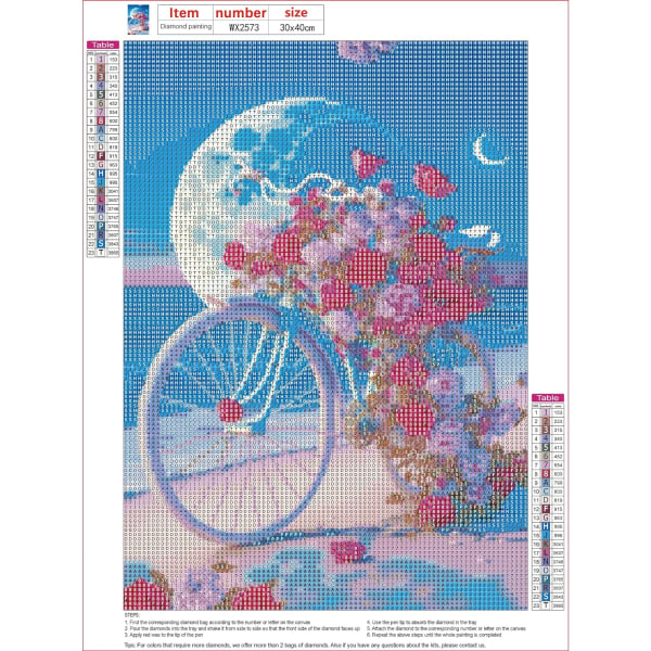 1 kpl vaaleanpunainen polkupyörän diamond painting aikuisille, 5D diamond painting