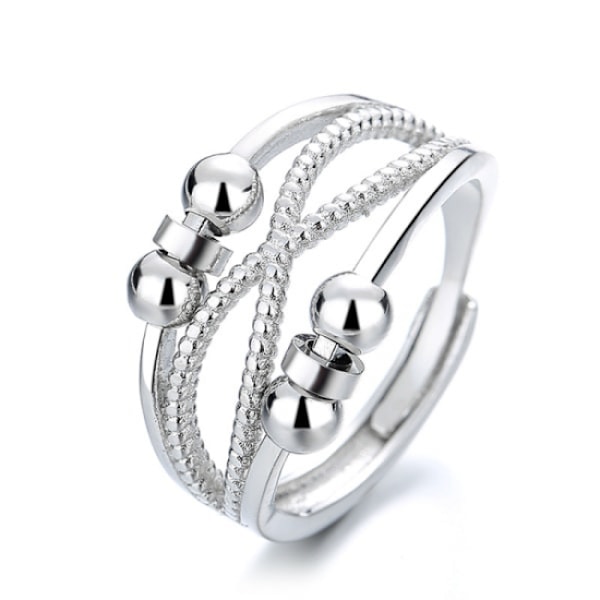 Antistressring med pärlor Silver