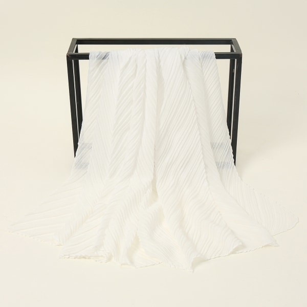 3-delt monokrom rynket TR bomuldstørklæde sjal er alsidigt til