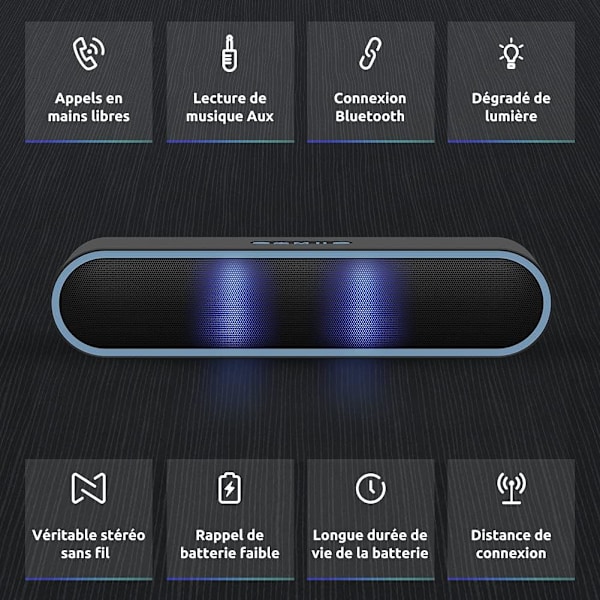 Bärbar Bluetooth-högtalare Trådlös högtalare med LED-ljus Hands-