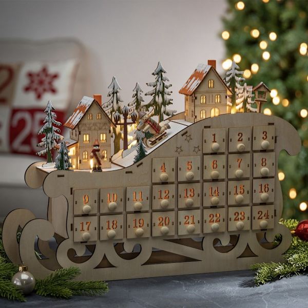 Træ 24 nedtælling julekalender Kreativ hjem slæde kalender