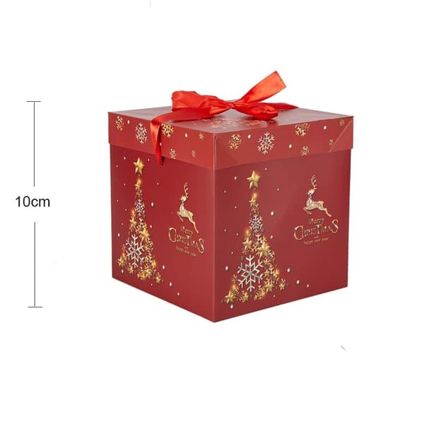 Röd julklappsask med band - presentförpackning, 3 storlekar (1