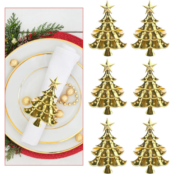 6 st julgranservettringar i guld