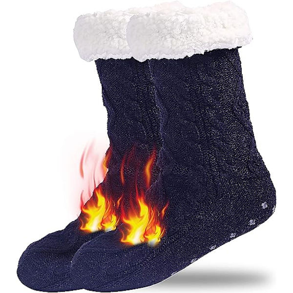Herrslippersockor Vinter halkfria varma strumpor Fleece Termiska Sli