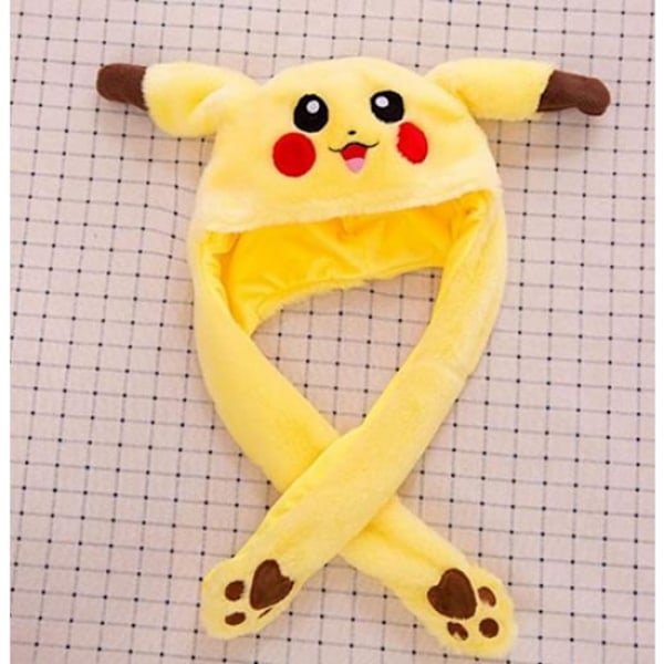 Sjov Pikachu-hat med plys, ørebevægelse, hop, cosplay-kostumer