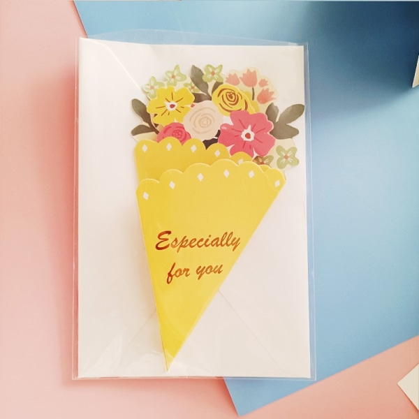 6 Mini Gratulationskort Blomform Födelsedag Presentkort Present Dekor