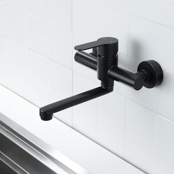 Vægmonteret køkkenhane 304 rustfrit stål vask mixer tap 36
