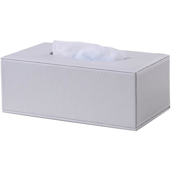 Läder Tissue Box Modern Pure White