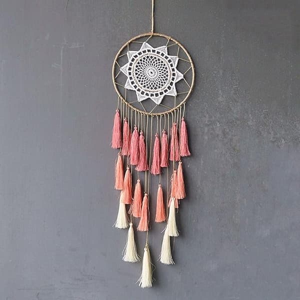 1 kpl Macrame-seinätekstiili, pyöreä unisieppari