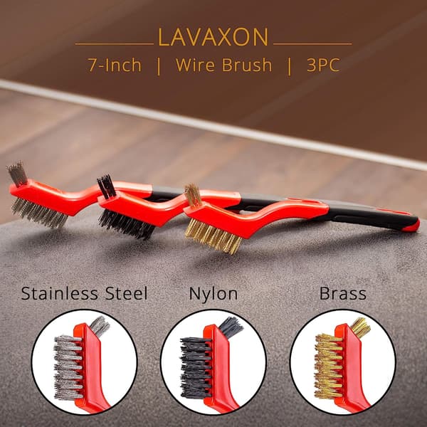 Sæt med 3 stk. stålbørster - Nylon-/messing-/rustfrit stålbørster med C