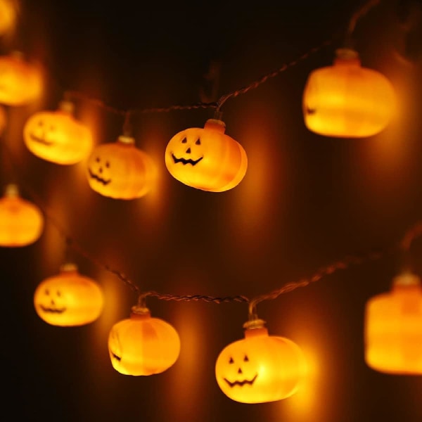 Gresskarlys Halloween-lys Batteridrevet dekorasjon, 10 fot