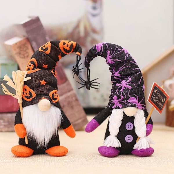 2 kpl Halloween GNOME-nukke Pehmo Nimetön Nukke Halloween Pöytä Sh