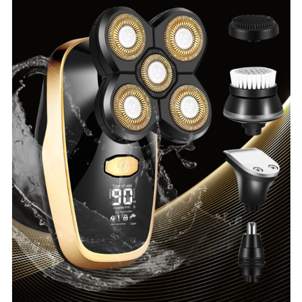 Fem i én elektrisk barbermaskine, LCD digital display barbermaskine, vand wa