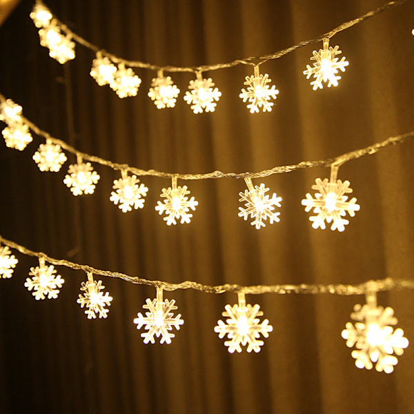 Färgade ljusslingor, 6M 40LED julsnöflingor USB och