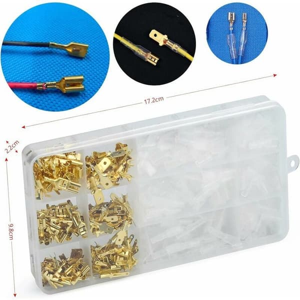 315 stk. messing crimpterminaler, 2,8/4,8/6,3 mm elektriske terminaler