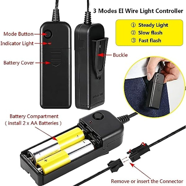 LED-kauhunaamio, Halloween-naamio, puhdistus 3x valotehosteilla, Con