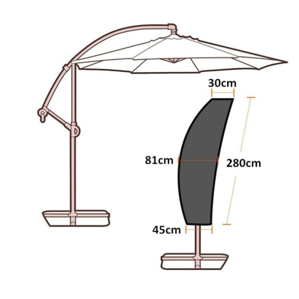 1 PC (280 cm) Stor offset parasol beskyttelsesdæksel med teleskop