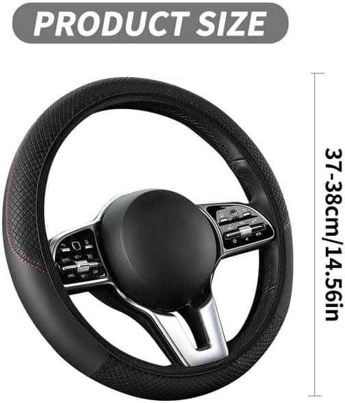 (Sort) Bilratdæksel 37-38cm PU Læder Åndbar A